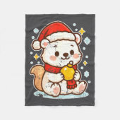 Cute Lar Bear Winter With Santa Hat  Fleece Deken (Voorkant)