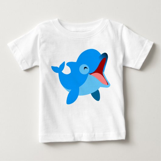 Cute Laughing Cartoon Dolphin Baby T-Shirt (Voorkant)