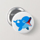 Cute Laughing Cartoon Dolphin Ronde Button 5,7 Cm (Voorkant /achterkant)