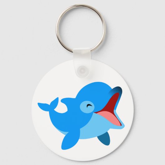 Cute Laughing Cartoon Dolphin Sleutelhanger (Voorkant)