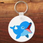 Cute Laughing Cartoon Dolphin Sleutelhanger (Voorkant)