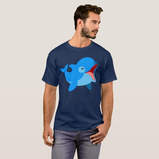 Cute Laughing Cartoon Dolphin T-Shirt (Voorkant volledig)