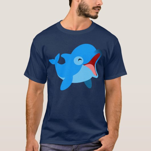Cute Laughing Cartoon Dolphin T-Shirt (Voorkant)