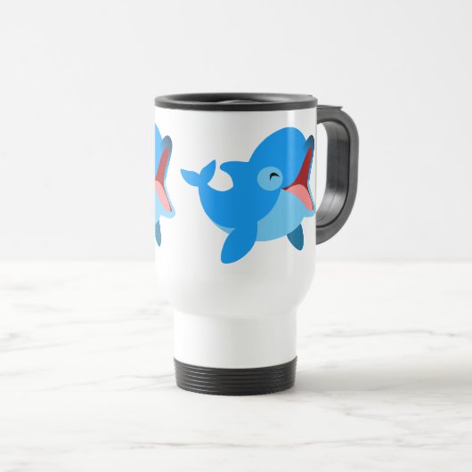 Cute Laughing Cartoon Dolphin Travel Mug Reisbeker (Voorkant rechts)