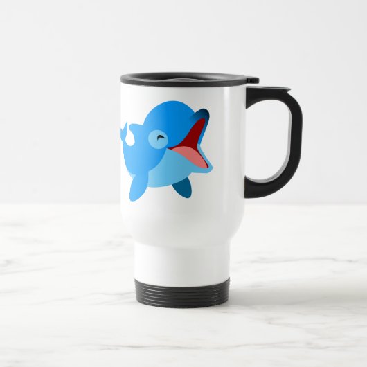 Cute Laughing Cartoon Dolphin Travel Mug Reisbeker (Rechts)