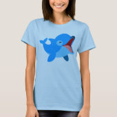Cute Laughing Cartoon Dolphin Women T-Shirt (Voorkant)