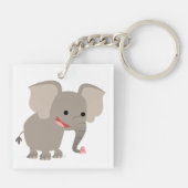 Cute Laughing Cartoon Elephant AcrylSleutelhanger Sleutelhanger (Achterkant)