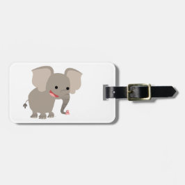 Cute Laughing Cartoon Elephant Bagagelabel