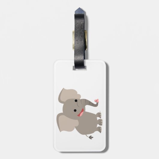 Cute Laughing Cartoon Elephant Bagagelabel (Achterkant verticaal)