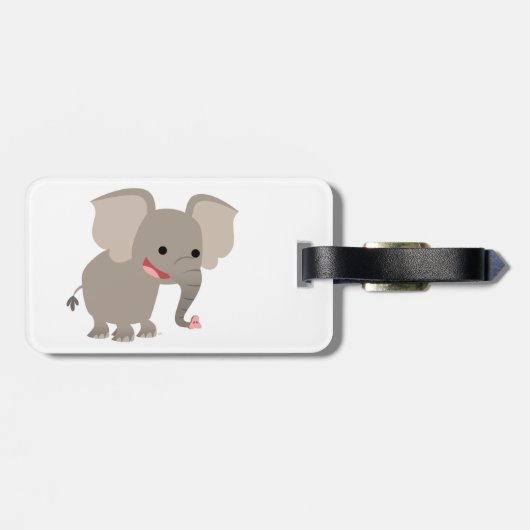 Cute Laughing Cartoon Elephant Bagagelabel (Achterkant horizontaal)
