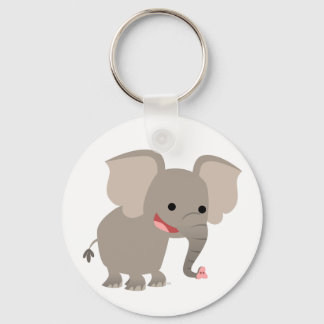Cute Laughing Cartoon Elephant Sleutelhanger