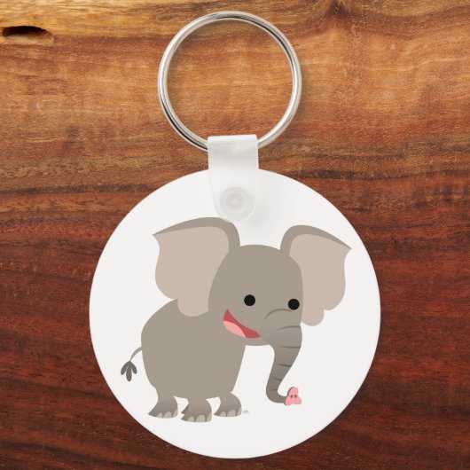 Cute Laughing Cartoon Elephant Sleutelhanger (Voorkant)