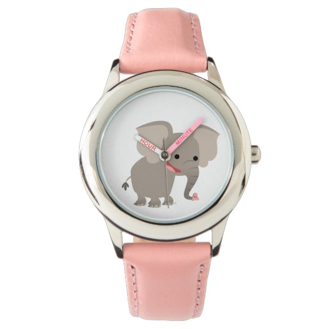 Cute Laughing Cartoon Elephant Watch Horloge (Voorkant)