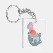 Cute Laughing Cartoon Hippo AcrylSleutelhanger Sleutelhanger (Voorkant Links)