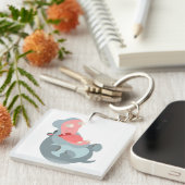 Cute Laughing Cartoon Hippo AcrylSleutelhanger Sleutelhanger (Voorkant Rechts)