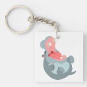 Cute Laughing Cartoon Hippo AcrylSleutelhanger Sleutelhanger (Voorkant)