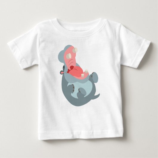 Cute Laughing Cartoon Hippo Baby T-Shirt (Voorkant)