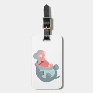 Cute Laughing Cartoon Hippo Bagagelabel