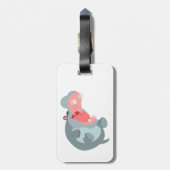 Cute Laughing Cartoon Hippo Bagagelabel (Achterkant verticaal)