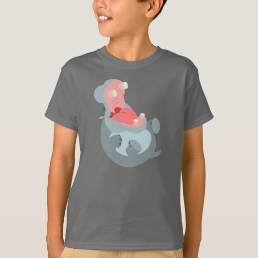 Cute Laughing Cartoon Hippo Children T-Shirt (Voorkant)