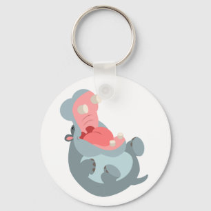Cute Laughing Cartoon Hippo Sleutelhanger