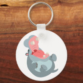 Cute Laughing Cartoon Hippo Sleutelhanger (Voorkant)