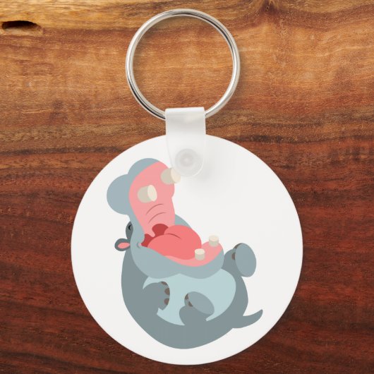 Cute Laughing Cartoon Hippo Sleutelhanger (Voorkant)