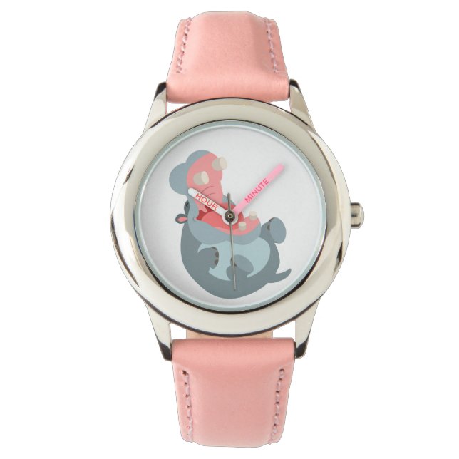 Cute Laughing Cartoon Hippo Watch Horloge (Voorkant)