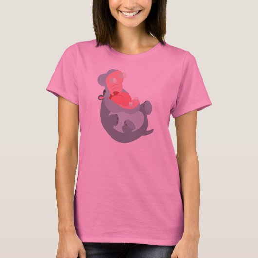 Cute Laughing Cartoon Hippo Women T-Shirt (Voorkant)