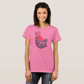 Cute Laughing Cartoon Hippo Women T-Shirt (Voorkant volledig)