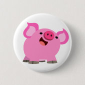 Cute Laughing Cartoon Pig Button Badge (Voorkant)
