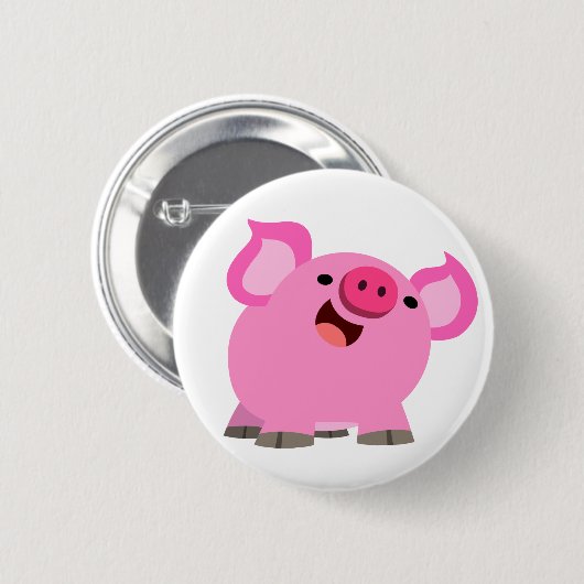 Cute Laughing Cartoon Pig Button Badge (Voorkant /achterkant)