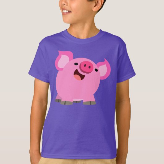 Cute Laughing Cartoon Pig Children T-Shirt (Voorkant)
