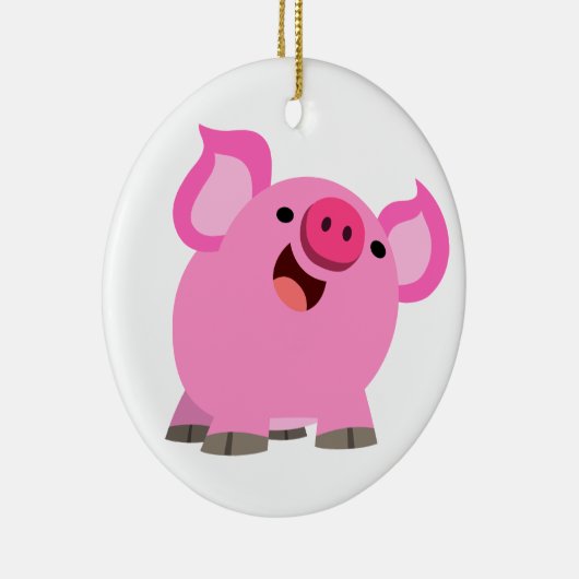 Cute Laughing Cartoon Pig Keramisch Ornament (Rechts)