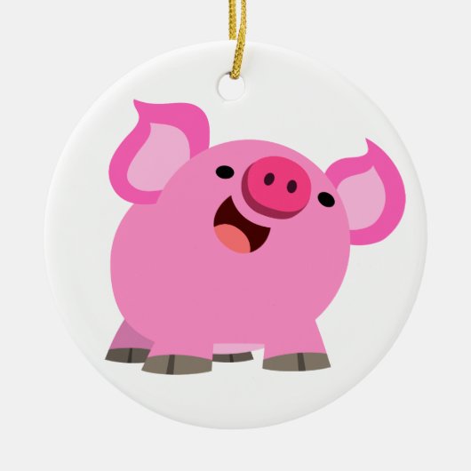 Cute Laughing Cartoon Pig Keramisch Ornament (Voorkant)