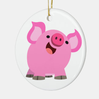 Cute Laughing Cartoon Pig Keramisch Ornament