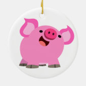Cute Laughing Cartoon Pig Keramisch Ornament (Achterkant)