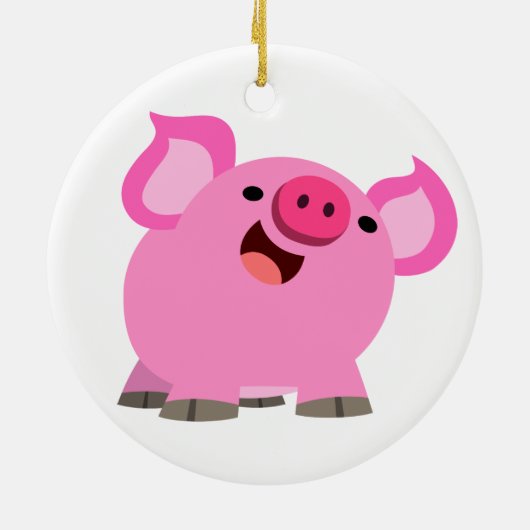 Cute Laughing Cartoon Pig Keramisch Ornament (Achterkant)
