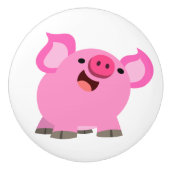 Cute Laughing Cartoon Pig Keramische Knop (Voorkant)