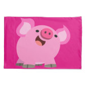 Cute Laughing Cartoon Pig Kussensloop (Achterkant)