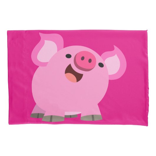 Cute Laughing Cartoon Pig Kussensloop (Voorkant)