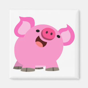 Cute Laughing Cartoon Pig Magneet