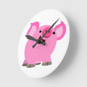 Cute Laughing Cartoon Pig Ronde Klok (Hoek)