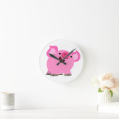 Cute Laughing Cartoon Pig Ronde Klok (Huis)