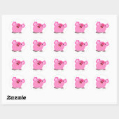 Cute Laughing Cartoon Pig Ronde Sticker (Vel)