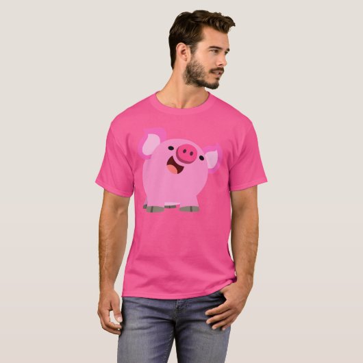Cute Laughing Cartoon Pig t-Shirt (Voorkant volledig)