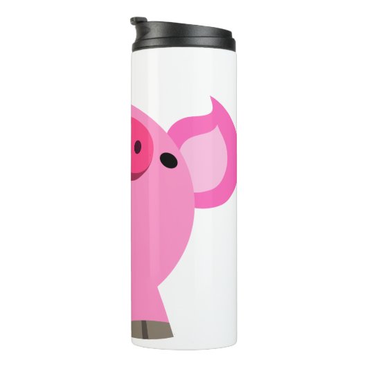 Cute Laughing Cartoon Pig Thermosbeker (Geroteerd rechts)