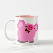 Cute Laughing Cartoon Pig Tweekleurige Koffiemok (Links)