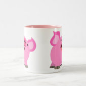 Cute Laughing Cartoon Pig Tweekleurige Koffiemok (Center)
