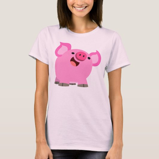 Cute Laughing Cartoon Pig Women T-Shirt (Voorkant)